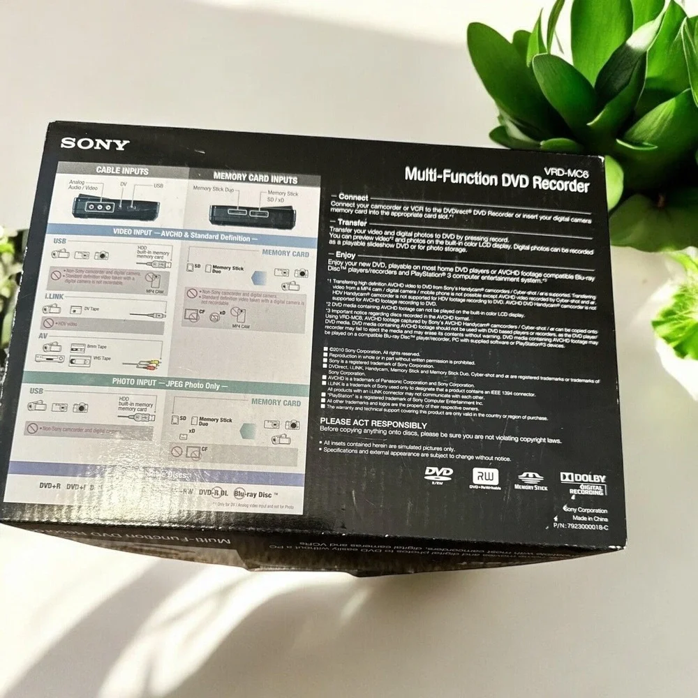 Sony VRD-MC6 DVD Recorder DVDirect Multi-Function‎ Transfer to DVD Works